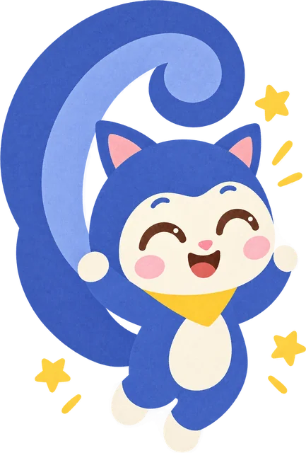 Pip jumping for joy with little stars around